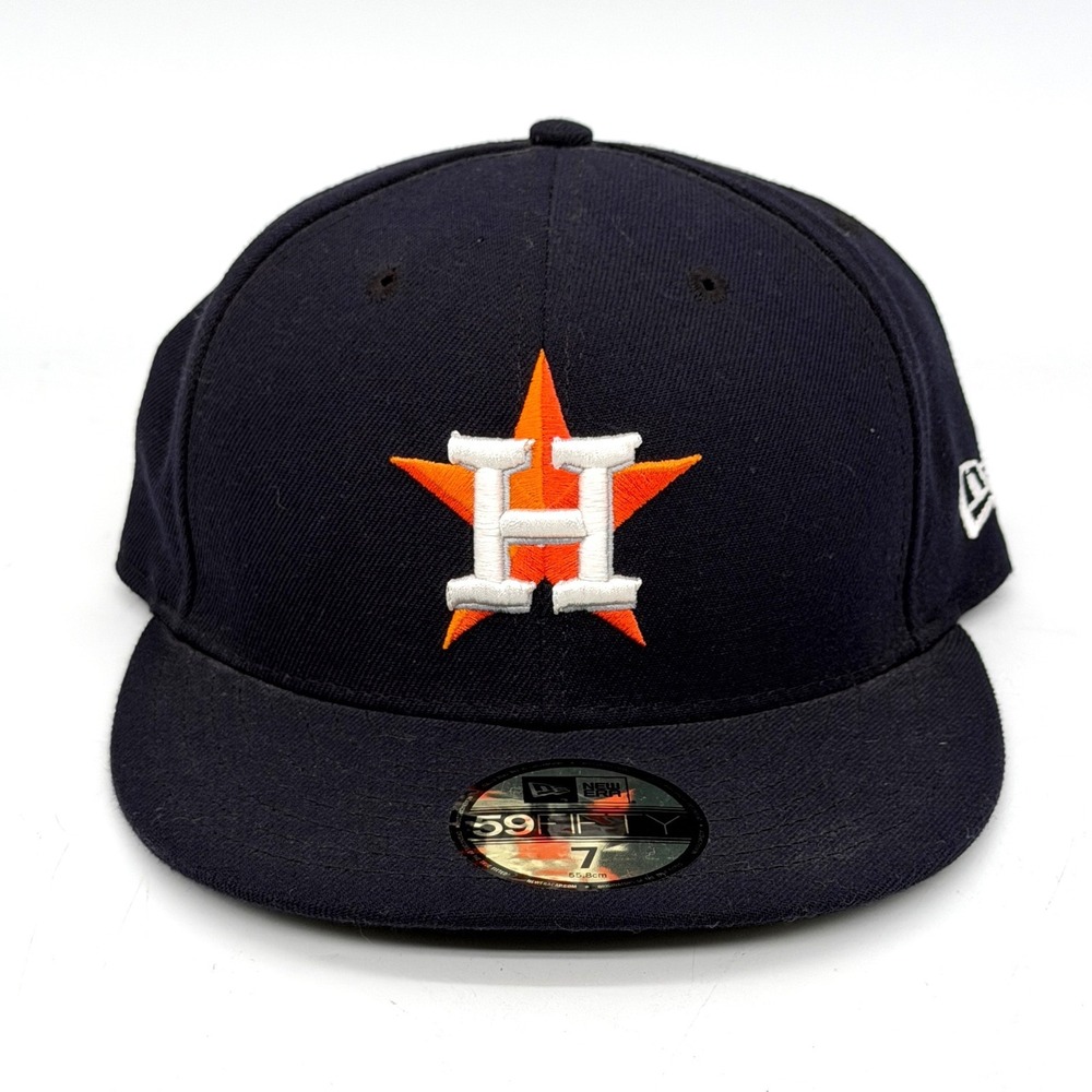 New Era 59FIFTY Houston Astros MLB Official On-Field Fitted Hat Navy Blue Size 7